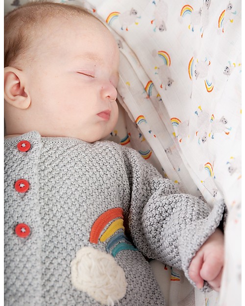 Frugi Cute as a Button Cardigan, Grey Marl/Lamb - 100% organic cotton Cardigans