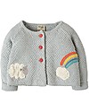 Frugi Cute as a Button Cardigan, Grey Marl/Lamb - 100% organic cotton Cardigans