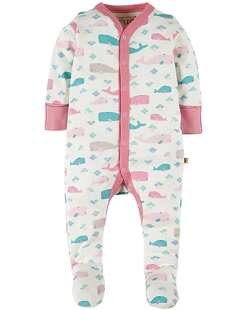 Frugi Darling Babygrow, Little Whale - 100% Organic cotton Babygrows