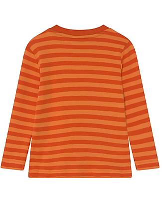 Frugi Discovery Applique Top - Marigold Stripe/Dino - Organic Cotton Long Sleeves Tops