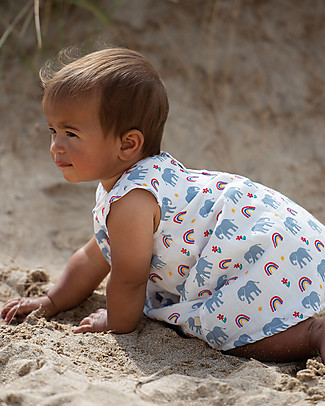 Frugi Dolly Outfit Dress + Bloomers - Elephants - Organic Cotton Dresses