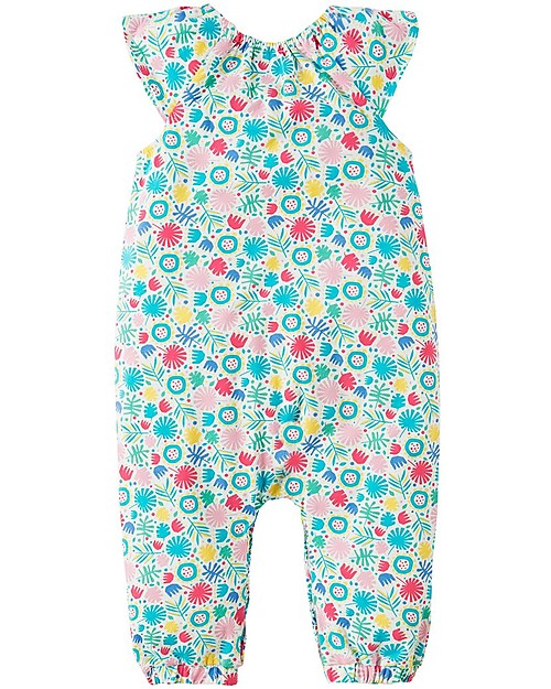 Frugi Dory Gathered Playsuit, Jamboree Jungle - Elasticated Organic Cotton Babygrows