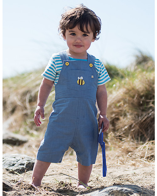 Frugi Durgan Dungaree, Chambray/Bee - 100% organic cotton Dungarees