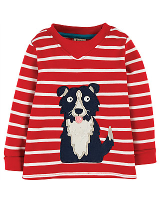 Frugi Easy On Top - Red Breton/Dog - Organic cotton Long Sleeves Tops