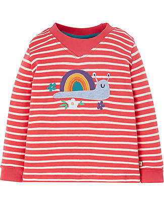 Frugi Easy On Top - Watermelon Stripe/Snail - Organic Cotton Long Sleeves Tops