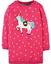 Frugi Eloise Jumper Dress, Raspberry/Pony - 100% organic cotton fleece Dresses_