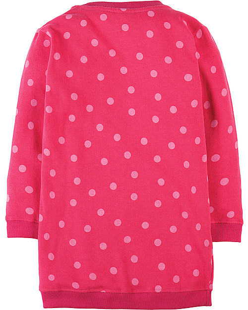 Frugi Eloise Jumper Dress, Raspberry/Pony - 100% organic cotton fleece Dresses_