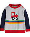 Frugi Elwood Knitted Jumper - Grey Marl/Rainbow Tractor Jumpers