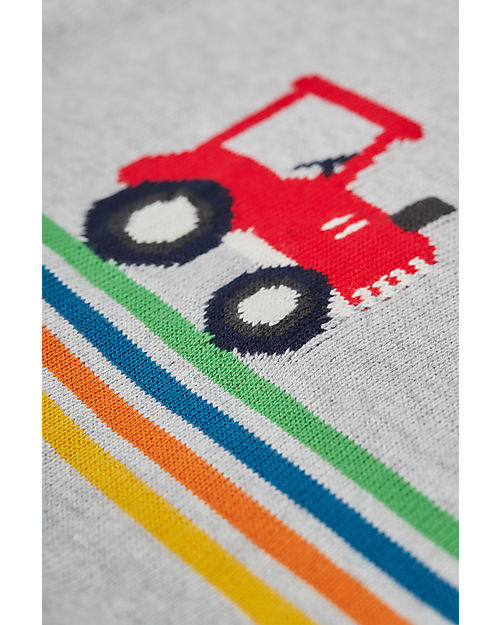 Frugi Elwood Knitted Jumper - Grey Marl/Rainbow Tractor Jumpers