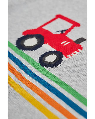 Frugi Elwood Knitted Jumper - Grey Marl/Rainbow Tractor Jumpers