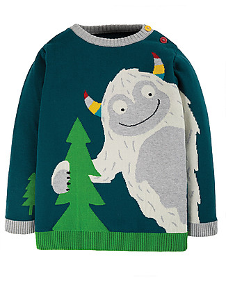 Frugi Elwood Knitted Jumper - Loch blue/yeti - Organic Cotton Jumpers