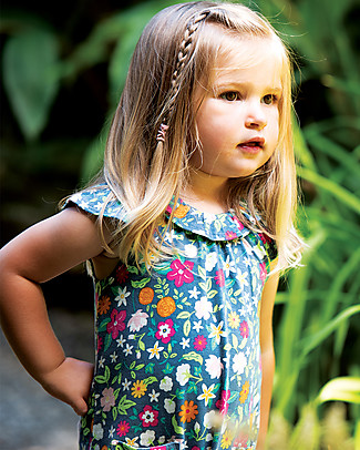 Frugi Esther Gathered Playsuit - Flower Valley - 100% Organic Cotton Rompers
