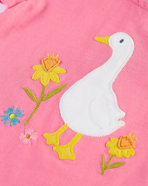 Frugi Eva Appliqué T-Shirt - Hibiscus/Duck - Organic Cotton T-shirts