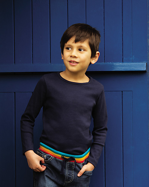 Frugi Everyday Long Sleeved Tee - Indigo - 100% Organic Cotton Long Sleeves Tops