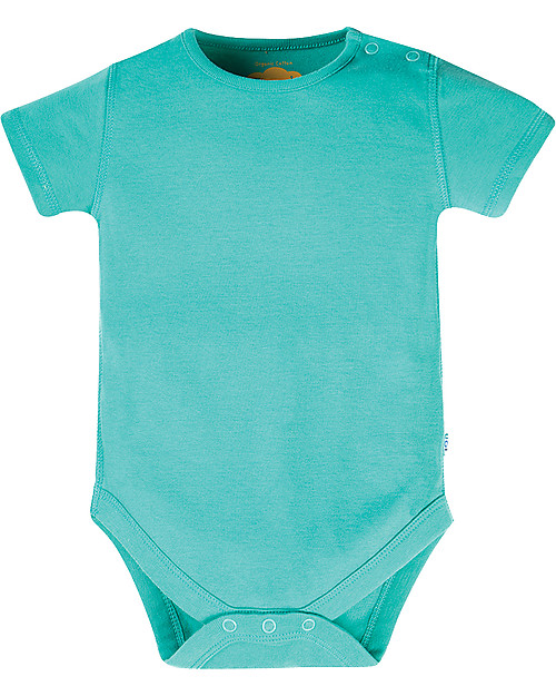 Frugi Everyday Short Sleeved Bodysuit - Pacific Aqua - 100% Organic Cotton Short Sleeves Bodies