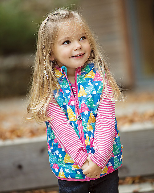Frugi Explorer Reversible Padded Gilet,  Happy Hickers - Eco-friendly, 100% Waterproof! Cardigans