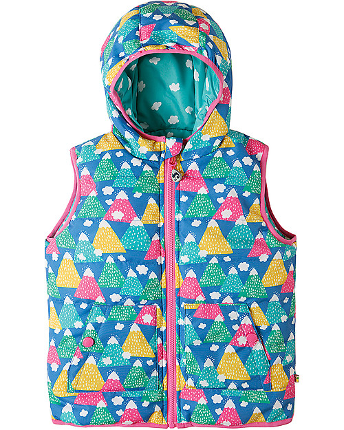 Frugi Explorer Reversible Padded Gilet,  Happy Hickers - Eco-friendly, 100% Waterproof! Cardigans