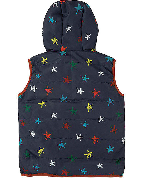 Frugi Explorer Reversible Padded Gilet,  Northern Stars/Stripes - Eco-friendly, 100% Waterproof! Cardigans
