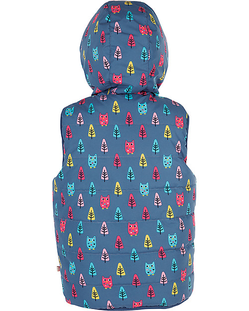 Frugi Explorer Reversible Padded Gilet, Owl Forest - Recycled polyester Cardigans