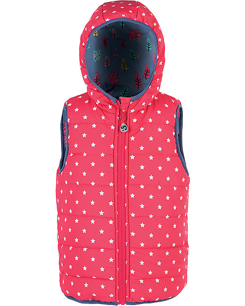Frugi Explorer Reversible Padded Gilet, Owl Forest - Recycled polyester Cardigans
