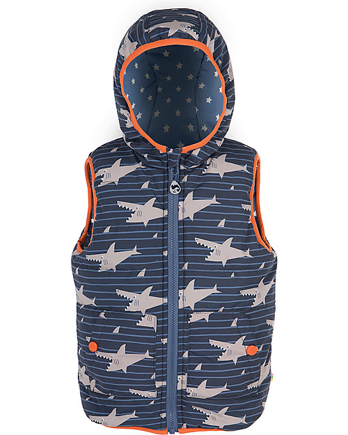Frugi Explorer Reversible Padded Gilet, Shark Shoal - Recycled polyester Cardigans