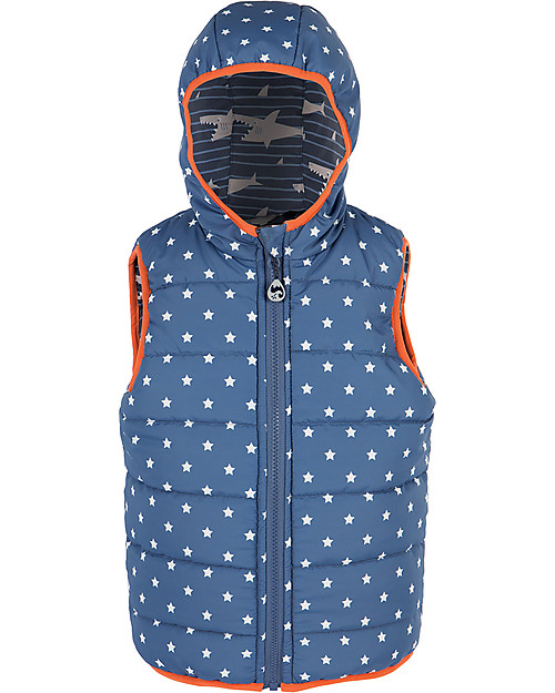 Frugi Explorer Reversible Padded Gilet, Shark Shoal - Recycled polyester Cardigans
