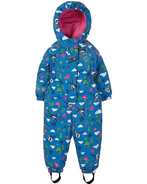 Frugi Explorer Waterproof All In One, Sail Blue Fly High - Fleece Lining Snowsuits