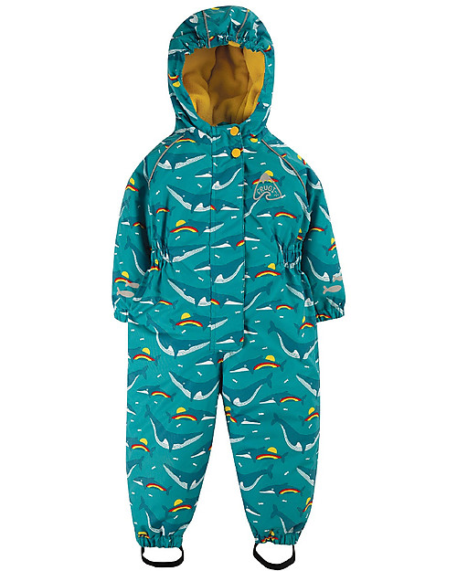 Frugi Explorer Waterproof All in One Suit with Fleece Lining (1-5 years) - Whale - Made with recycled plastic bottles! Snowsuits