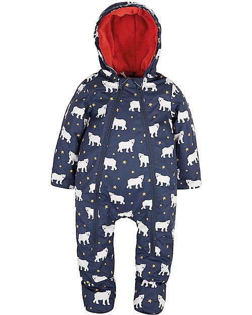 Frugi Explorer Waterproof All in One Suit with Fleece Lining - Polar Bear - Eco-friendly! Snowsuits