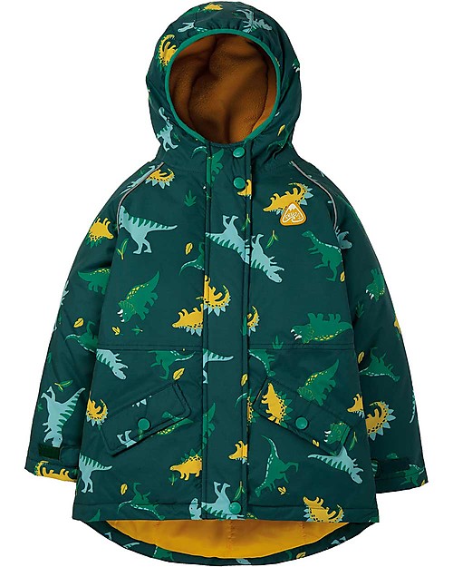 Frugi Explorer Waterproof Coat - Giant Dino Field - 100% Recycled Fibres Waterproof