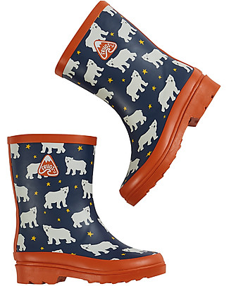 Frugi Explorer Wellington Rubber Boots - Polar Bears - 100% natural rubber Wellies