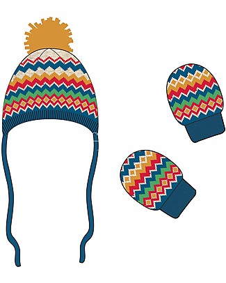 Frugi Fairisle Snug Knitted Set - Grey Marl Fairisle Winter Hats