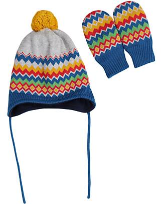 Frugi Fairisle Snug Knitted Set - Grey Marl Fairisle Winter Hats