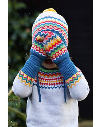 Frugi Fairisle Snug Knitted Set - Grey Marl Fairisle Winter Hats