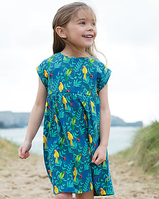 Frugi Faith slub dress - Indian Parakeets - 100% organic cotton Dresses