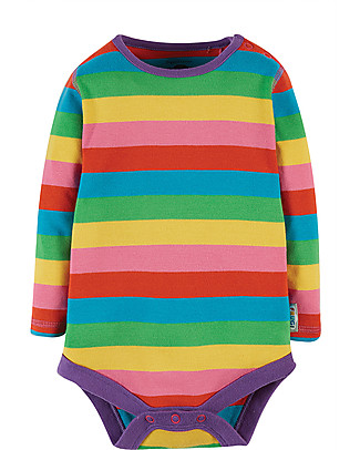 Frugi Favourite Body - Foxglove Rainbow Stripe - 100% organic cotton Long Sleeves Bodies