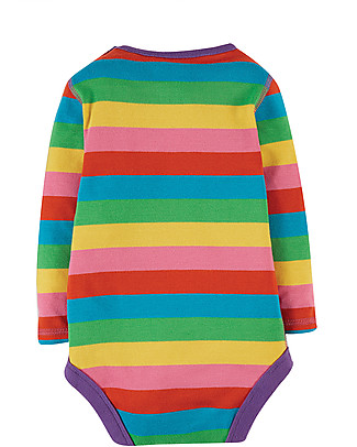 Frugi Favourite Body - Foxglove Rainbow Stripe - 100% organic cotton Long Sleeves Bodies