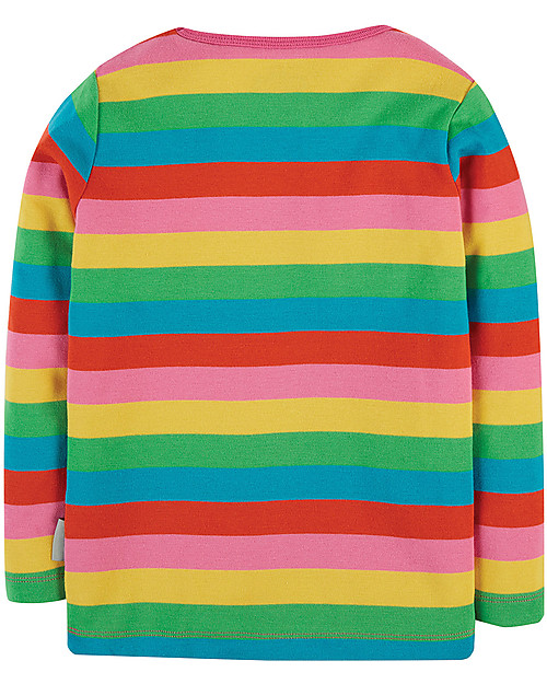 Frugi Favourite Long Sleeve Tee - Foxglove Rainbow Stripes - 100% Organic Cotton Long Sleeves Tops