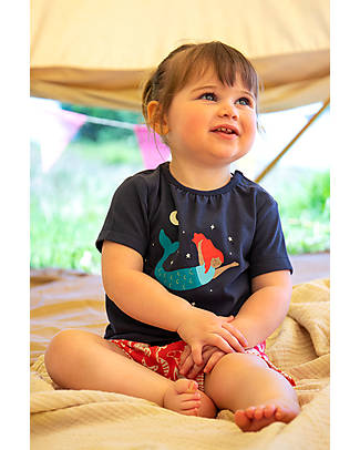 Frugi Fearne Summer Pajamas - Mermaid - Shorts + T-Shirt - 100% GOTS Organic Cotton Jersey - Glows in the Dark! Pyjamas
