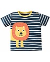 Frugi Felix Wrap Around T-Shirt , Soft Navy Breton/Lion  - 100% organic cotton T-shirts
