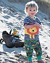 Frugi Felix Wrap Around T-Shirt , Soft Navy Breton/Lion  - 100% organic cotton T-shirts