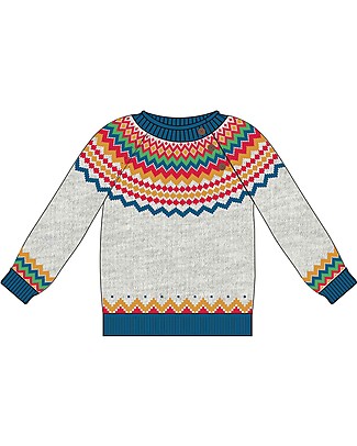 Frugi Fika Fairisle Jumper - Grey Marl/Multicolor - 100% GOTS Organic Cotton Jumpers