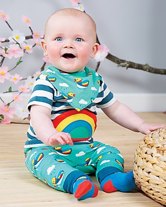 Frugi Frankie Outfit - Rainbow/Steely Blue Stripes - Organic cotton Evening Tops