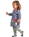 Frugi Freya Dress with Hedgehog Applique - Violet with polka dots - 100% organic cotton Dresses_