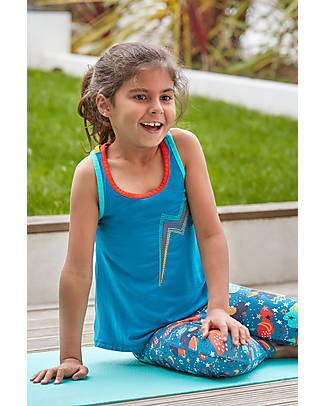 Frugi Galaxy Vest with Cross Over Strap Back - Blue/Rainbow - Modal Tank Tops