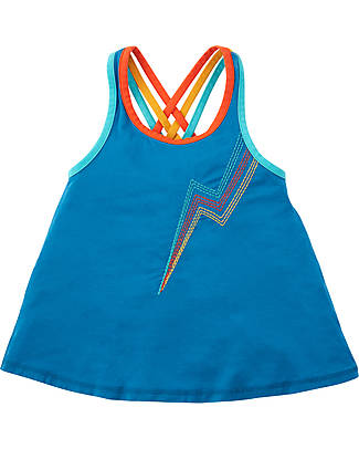 Frugi Galaxy Vest with Cross Over Strap Back - Blue/Rainbow - Modal Tank Tops