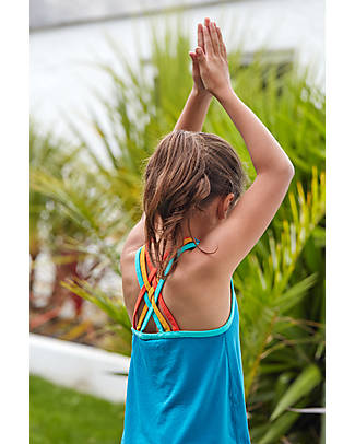 Frugi Galaxy Vest with Cross Over Strap Back - Blue/Rainbow - Modal Tank Tops