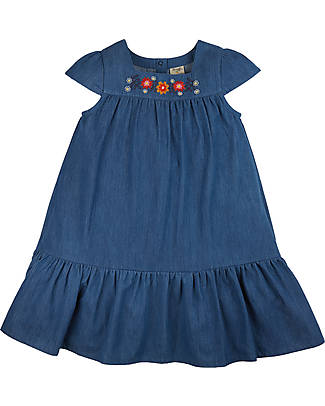Frugi Gemma Chambray Dress - Blue/Floral - 100% GOTS Organic Cotton Denim Dresses_