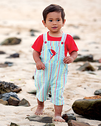 Frugi Godrevy Dungaree - Multistripe/Parakeet - 100% Organic cotton Dungarees