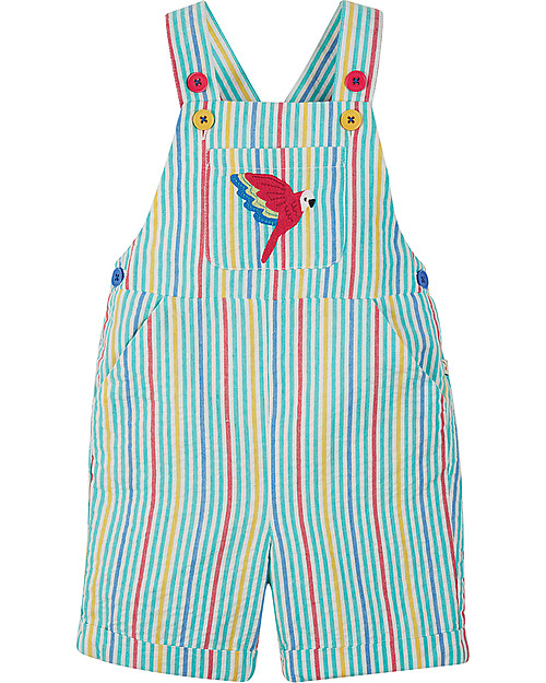 Frugi Godrevy Dungaree - Multistripe/Parakeet - 100% Organic cotton Dungarees